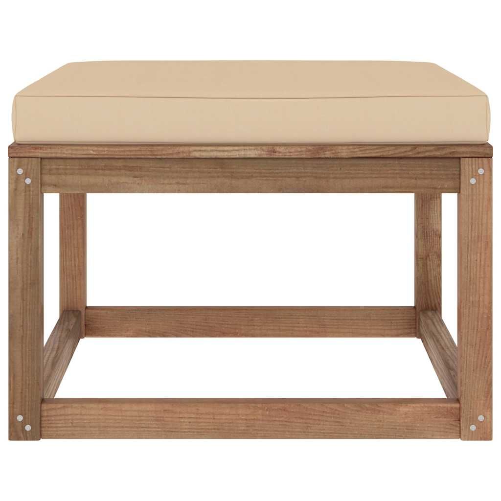 Poggiapiedi da Giardino con Cuscino Beige vidaXL