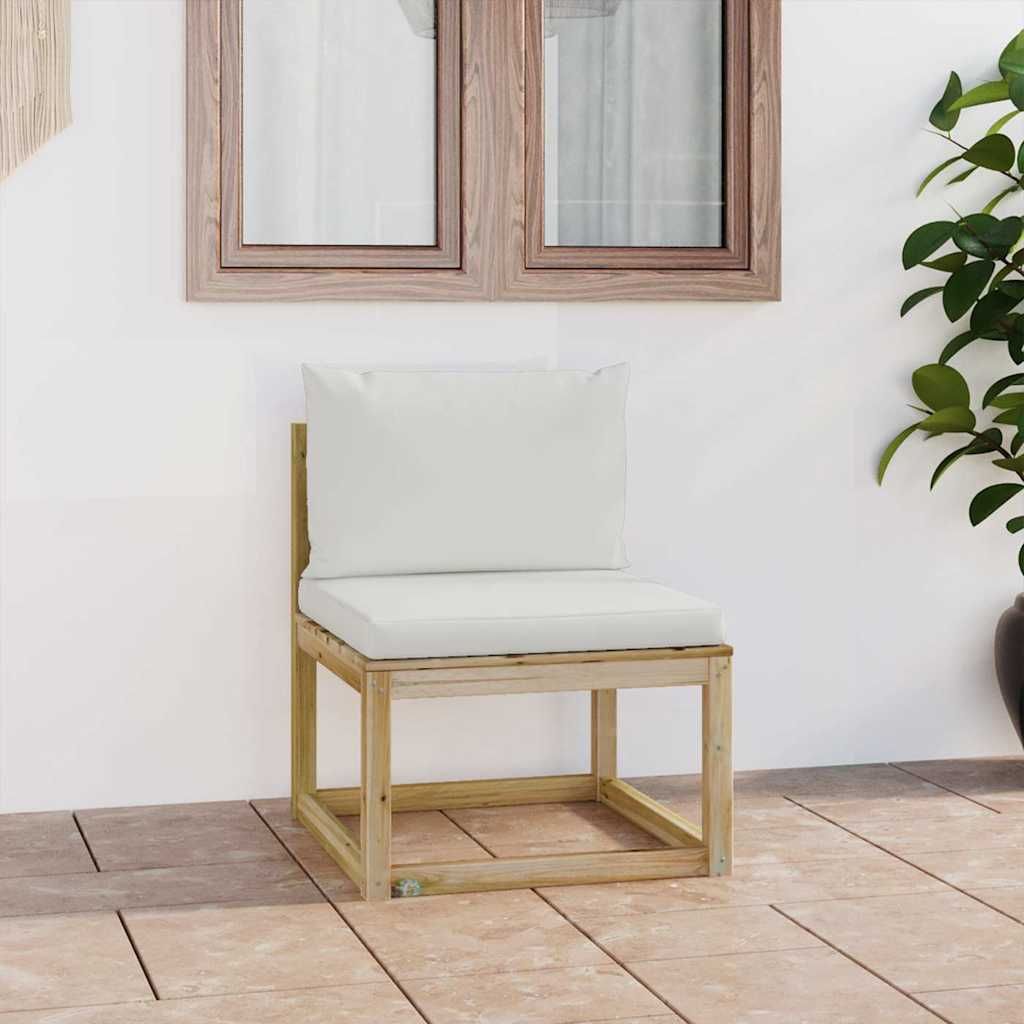 Divano Centrale da Giardino con Cuscini Pino Impregnato Verde vidaXL