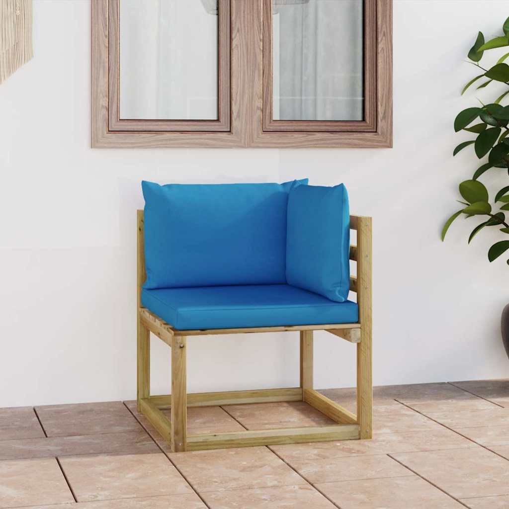 Divano Angolare da Giardino con Cuscini Pino Impregnato Verde vidaXL