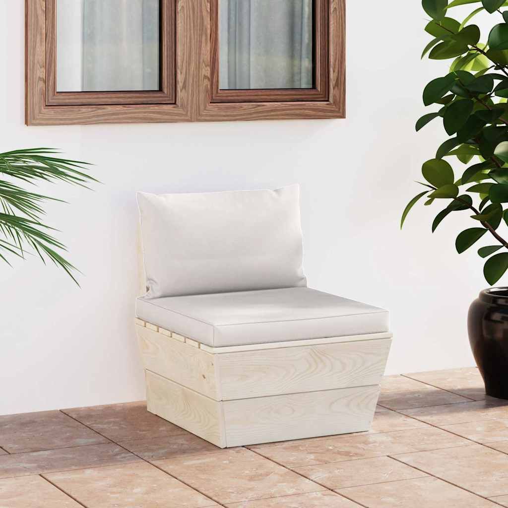 Divano Centrale da Giardino su Pallet e Cuscini Legno di Abete vidaXL