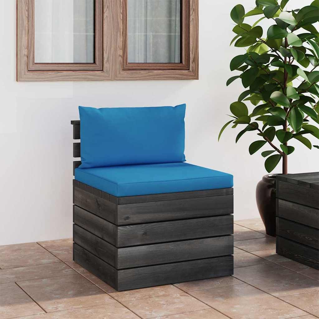 Divano Centrale da Giardino Pallet con Cuscini in Legno di Pino vidaXL