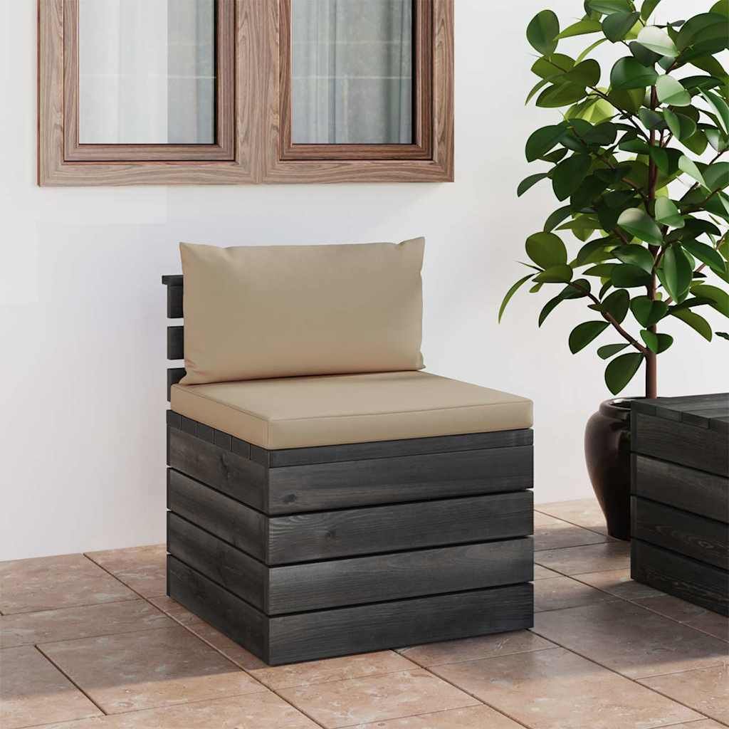 Divano Centrale da Giardino Pallet con Cuscini in Legno di Pino vidaXL