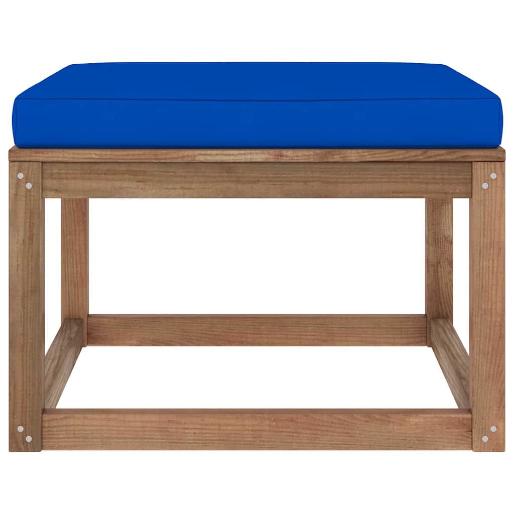 Poggiapiedi da Giardino con Cuscino Blu vidaXL