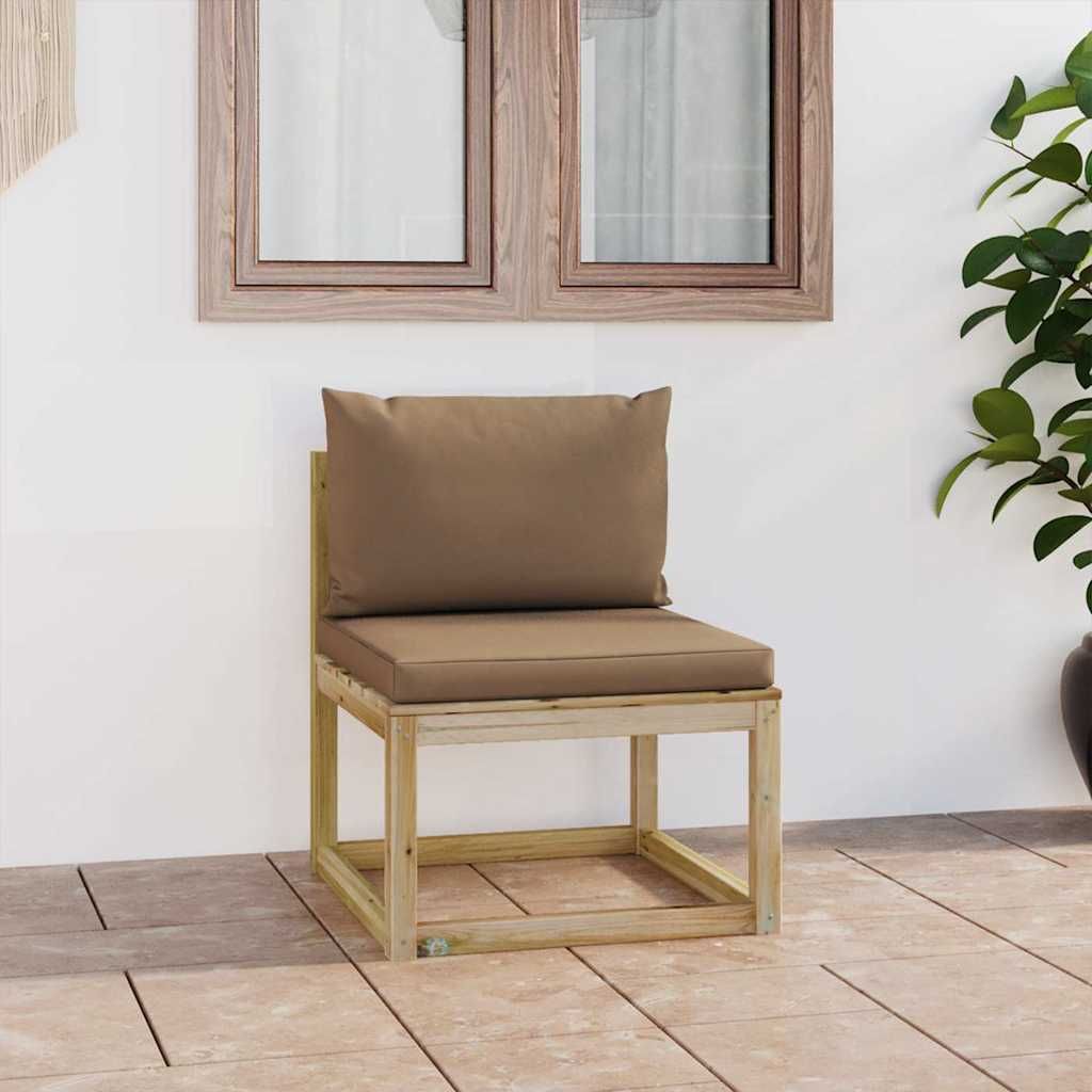 Divano Centrale da Giardino con Cuscini Pino Impregnato Verde vidaXL