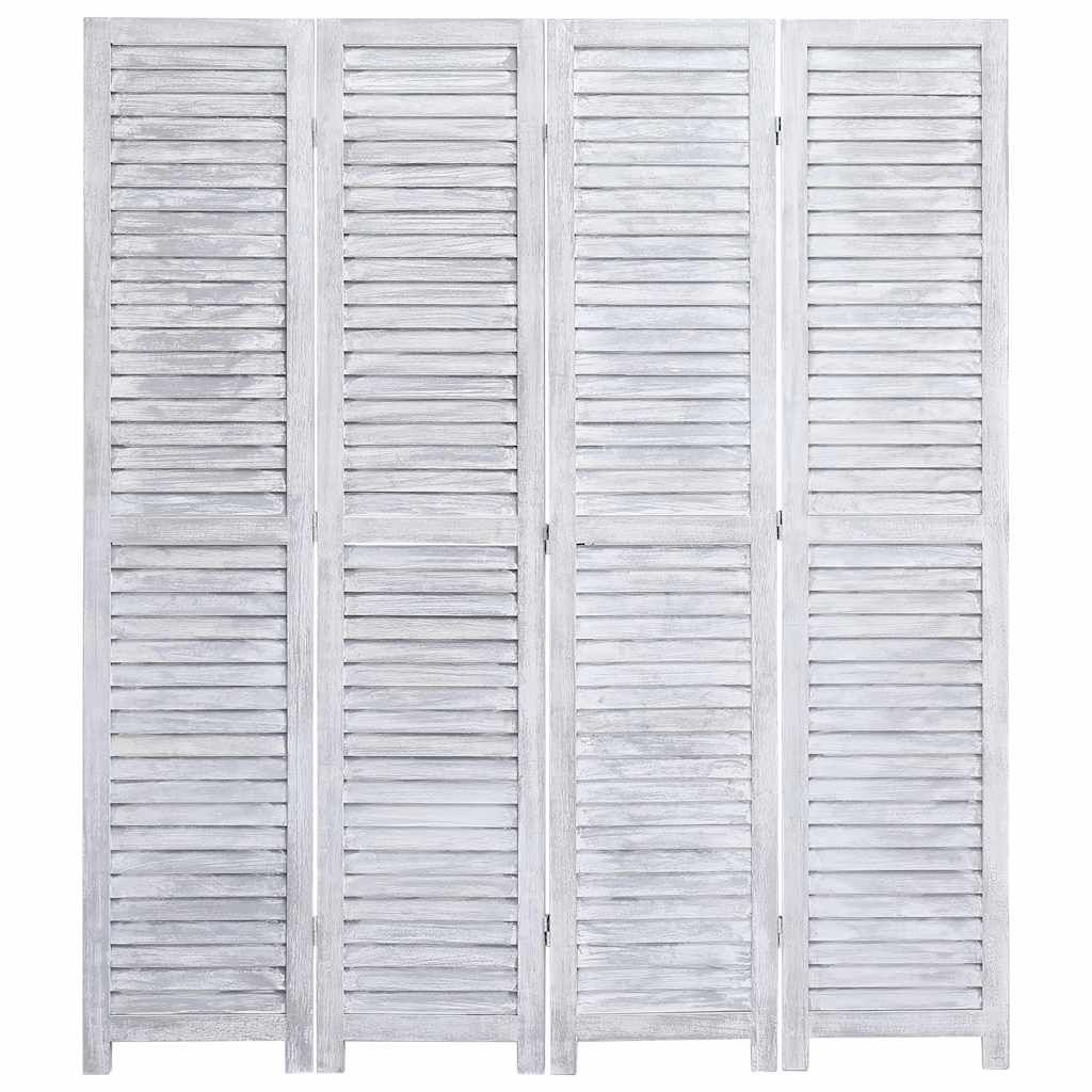 Divisorio a 4 Pannelli Grigio 140x165 cm in Legno vidaXL