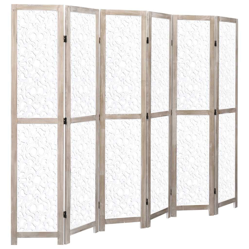 Divisorio a 6 Pannelli Bianco 210x165 cm in Legno Massello vidaXL