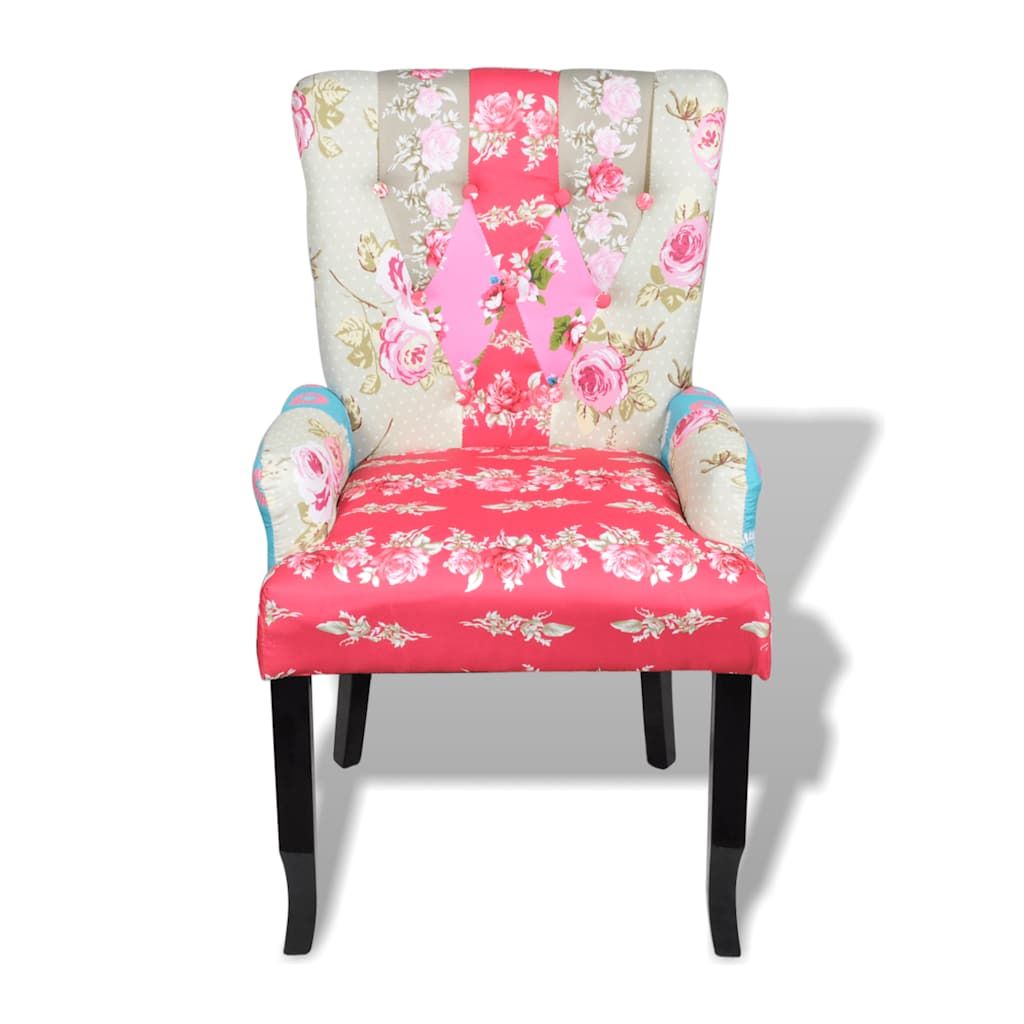 Poltrona Francese Design Patchwork in Tessuto vidaXL