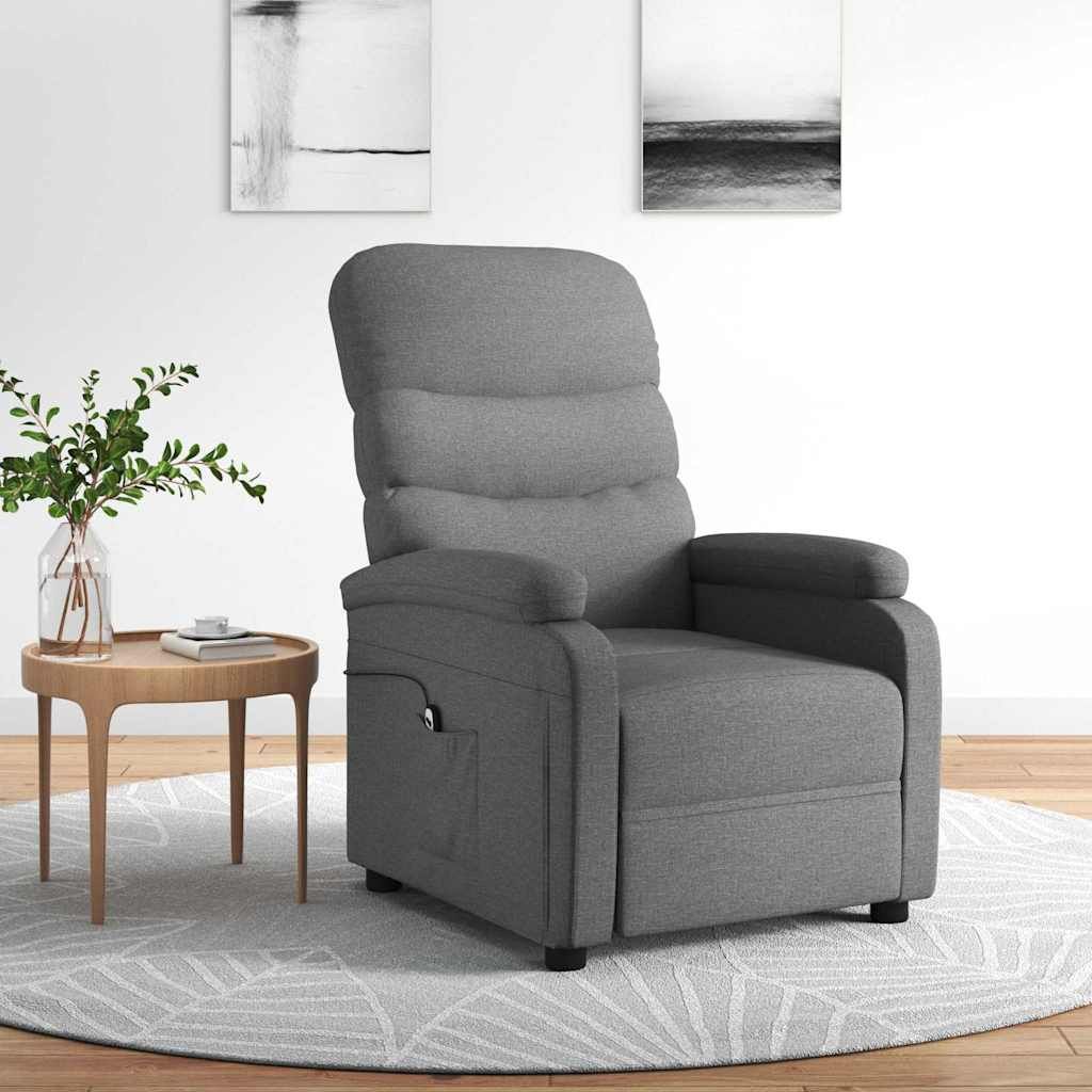 Poltrona Elettrica Reclinabile Grigio Scuro in Tessuto vidaXL