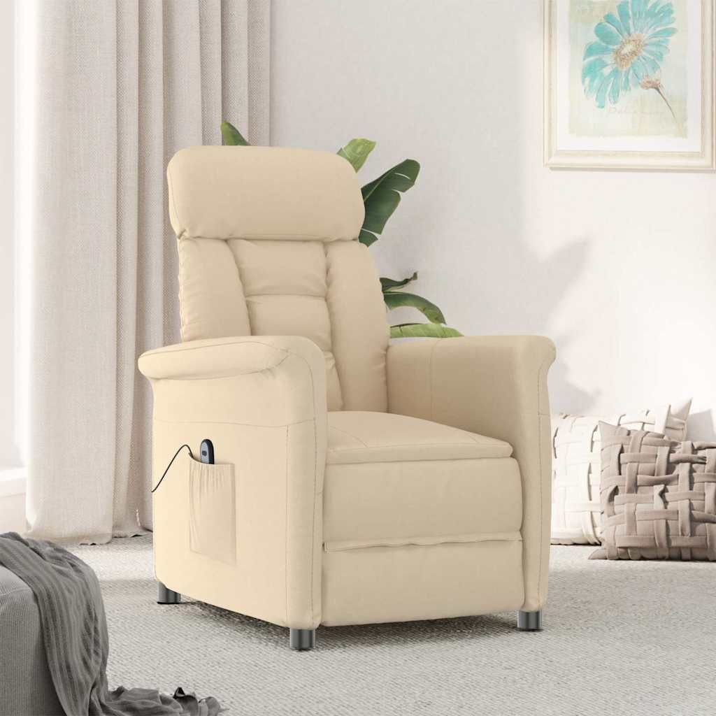 Poltrona Reclinabile Elettrica Crema in Scamosciato vidaXL