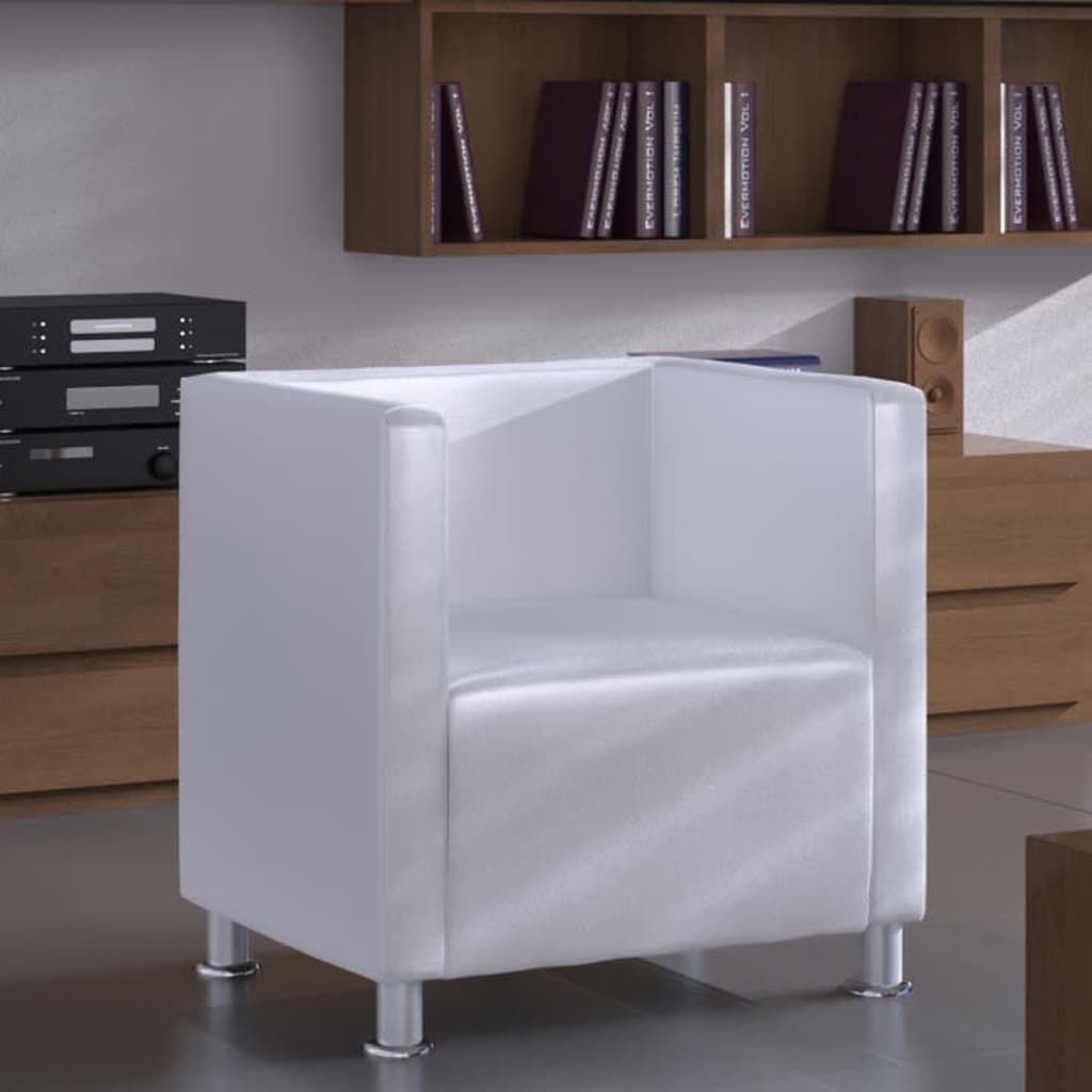 Poltrona a cubo bianca in similpelle vidaXL