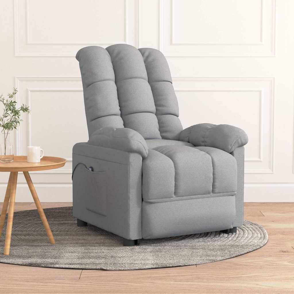 Poltrona Elettrica Reclinabile Grigio Chiaro in Tessuto vidaXL