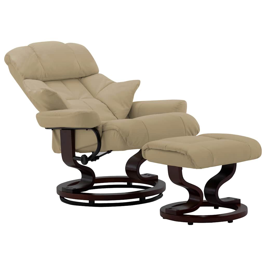 Poltrona con Poggiapiedi Cappuccino Similpelle e Legno Piegato vidaXL