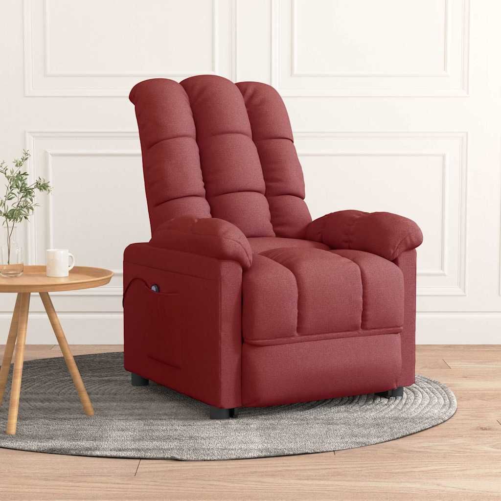 Poltrona Elettrica Reclinabile Rosso Vino in Tessuto vidaXL