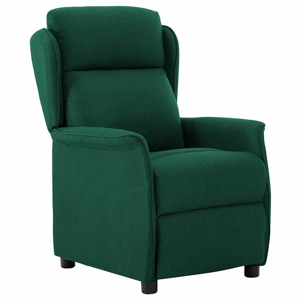 Poltrona Elettrica Reclinabile Verde Scuro in Tessuto vidaXL