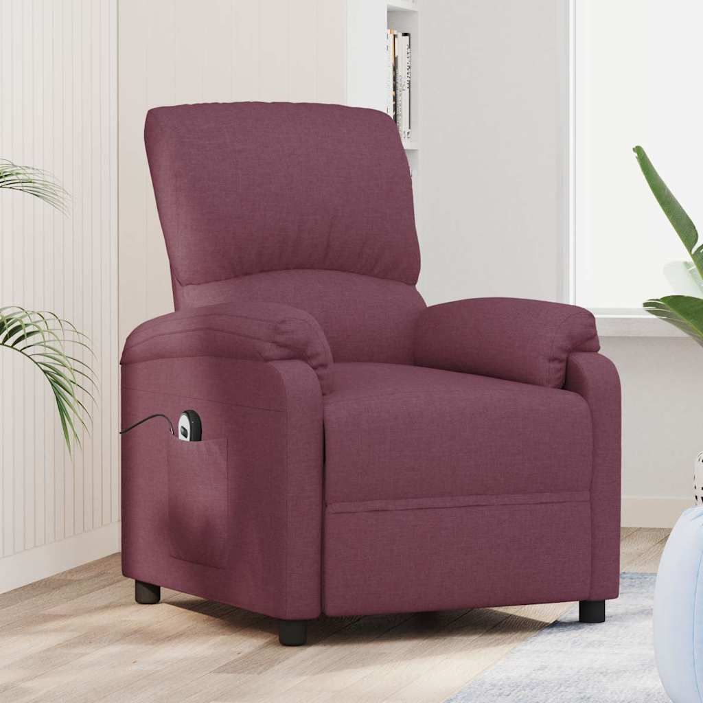 Poltrona Elettrica Reclinabile Viola in Tessuto vidaXL