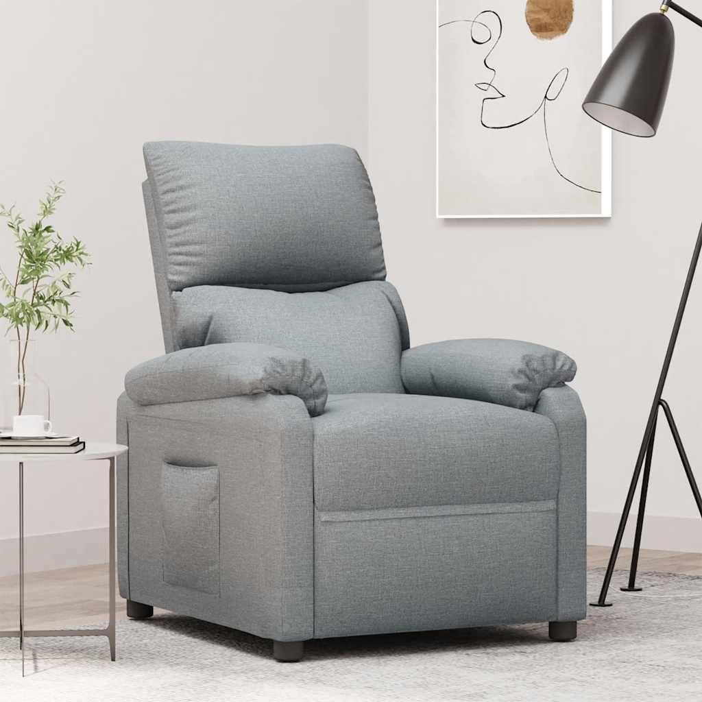 Poltrona Reclinabile in Tessuto Grigio Chiaro vidaXL
