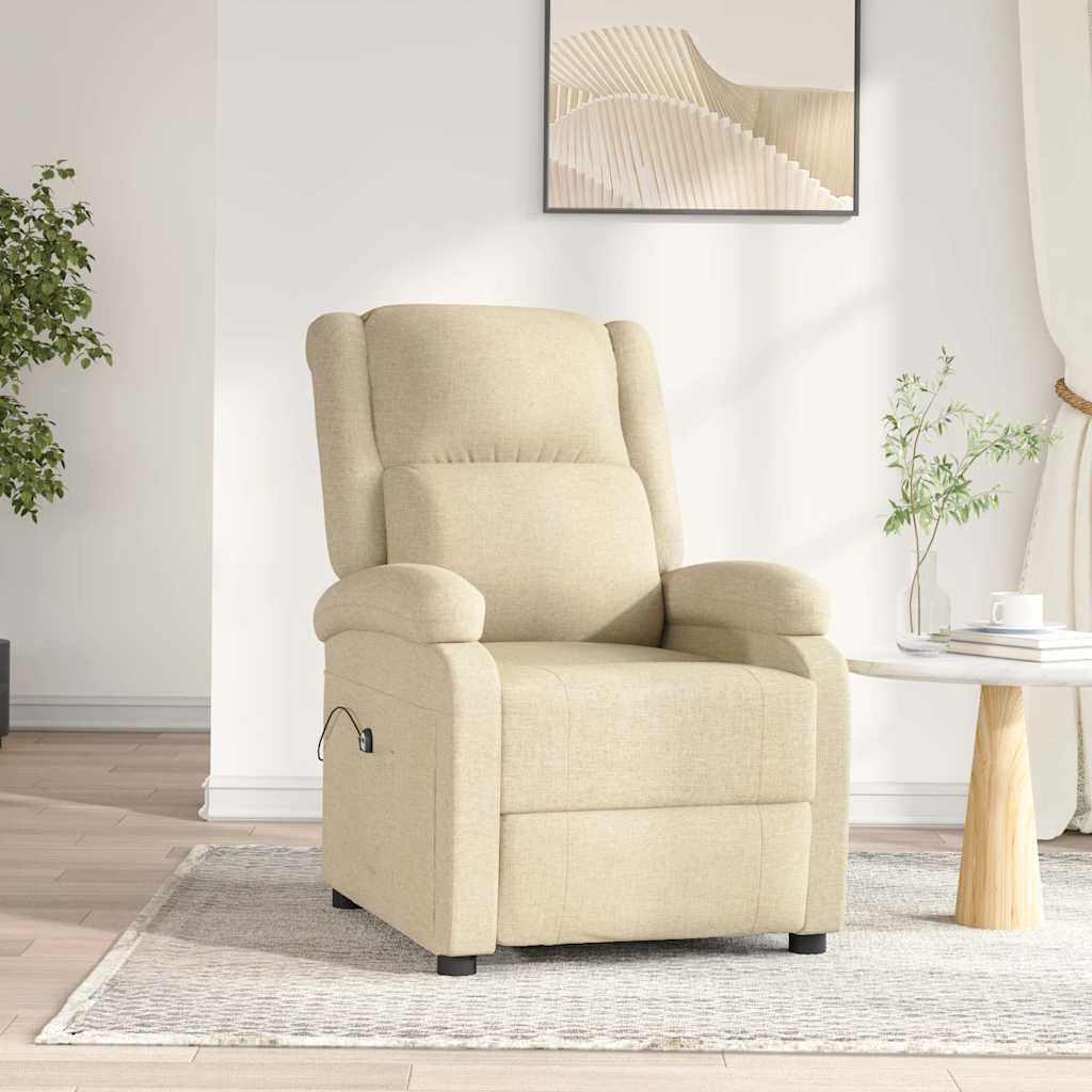 Poltrona Elettrica Reclinabile Crema in Tessuto vidaXL