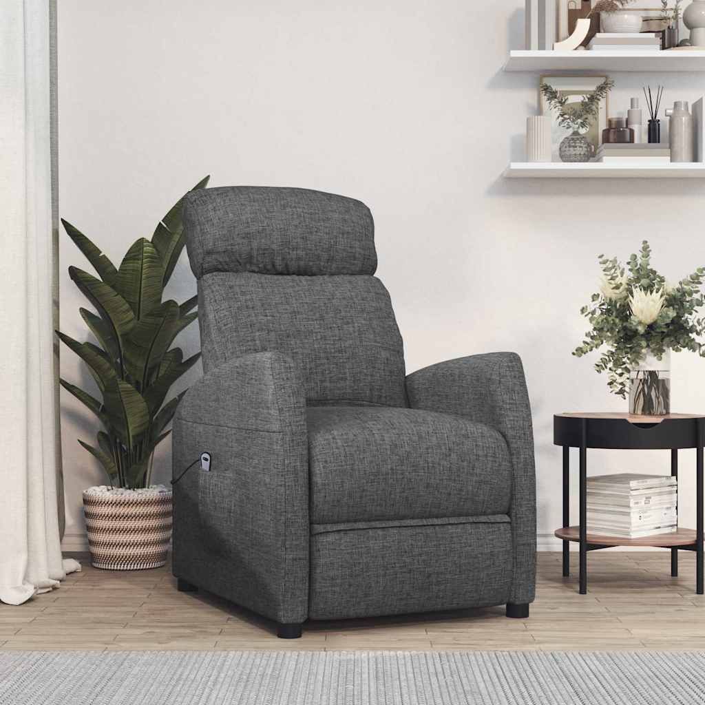 Poltrona Elettrica Reclinabile Grigio Scuro in Tessuto vidaXL