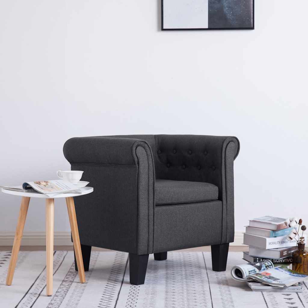 Poltrona con Cuscino Grigio Scuro in Tessuto vidaXL