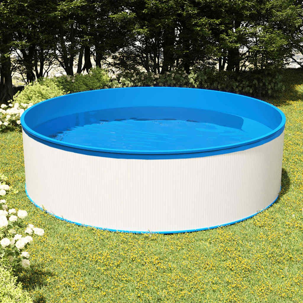 Piscina con Scaletta a 4 Gradini 350x90 cm Bianca vidaXL