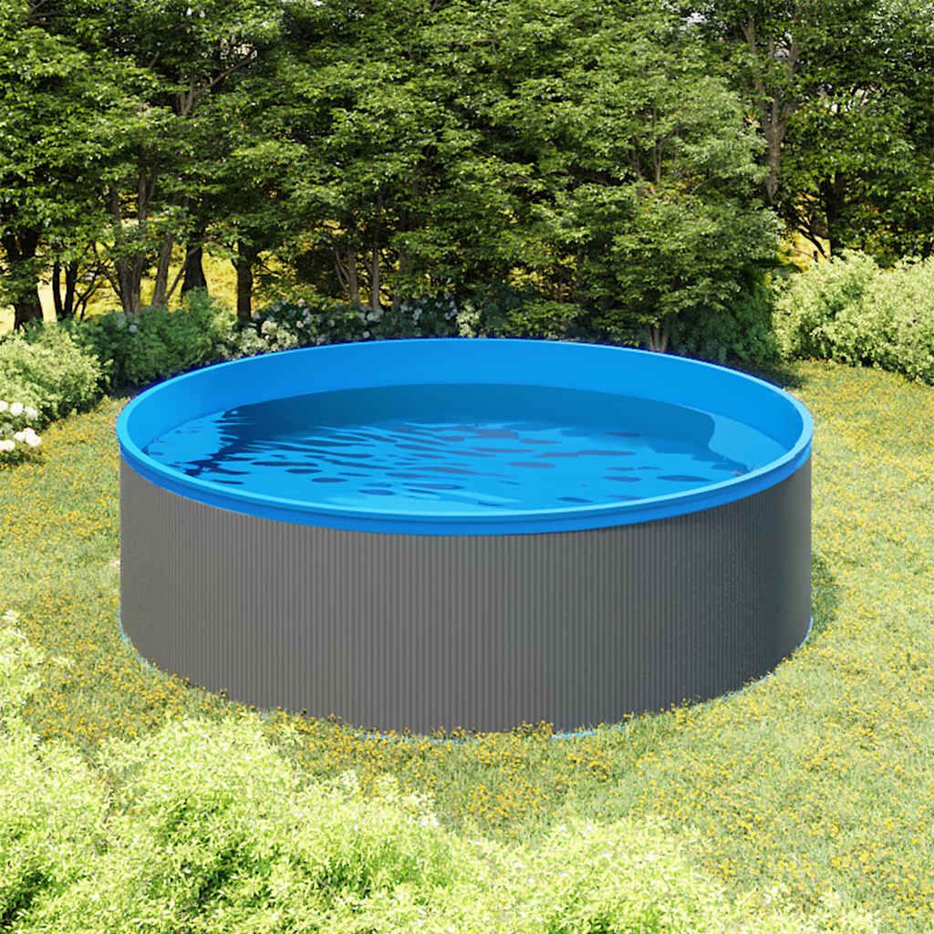 Piscina con Scaletta a 4 Gradini 350x90 cm Grigia vidaXL