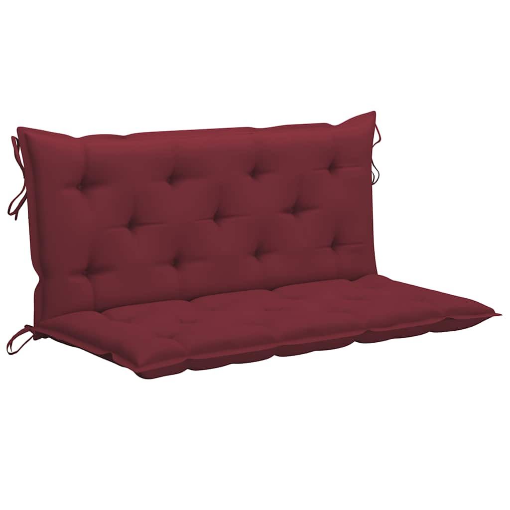 Dondolo con Cuscino Rosso Vino 120 cm Massello di Teak vidaXL