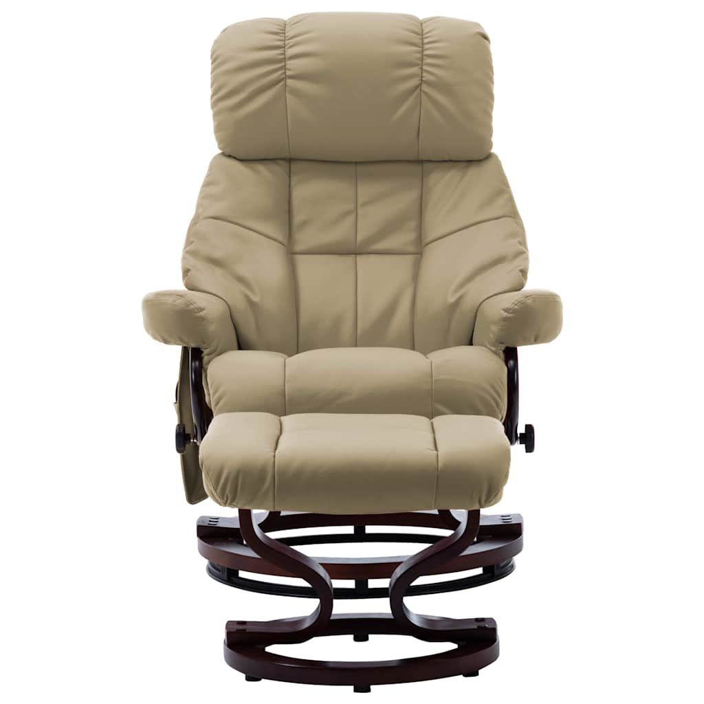 Poltrona Massaggiante Cappuccino in Similpelle e Legno Curvato vidaXL