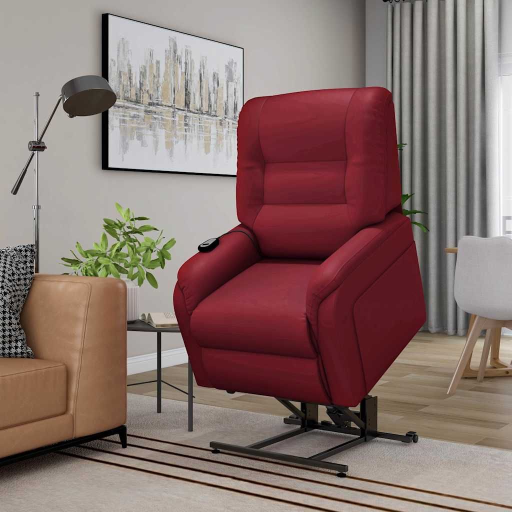 Poltrona Alzapersona Massaggio Elettrica Rosso Vino Similpelle vidaXL