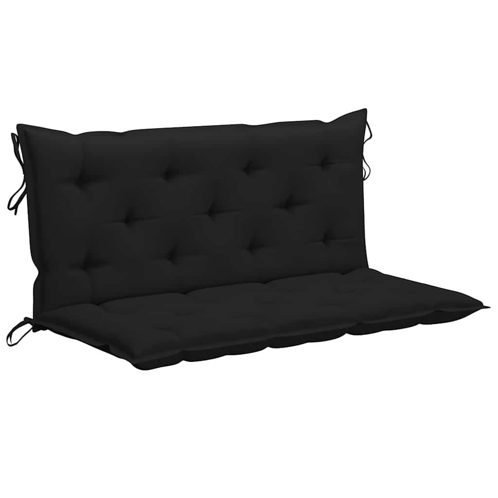 Dondolo con Cuscino Nero 120 cm Massello di Teak vidaXL