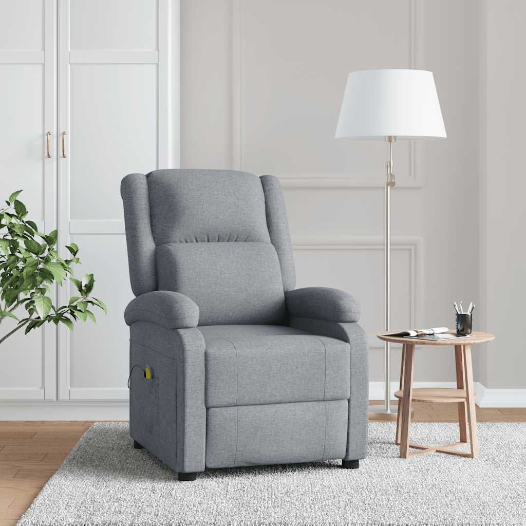 Poltrona Massaggiante in Tessuto Grigio Chiaro vidaXL