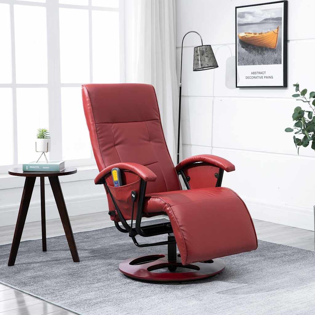 Poltrona Massaggiante Rosso Vino in Similpelle vidaXL