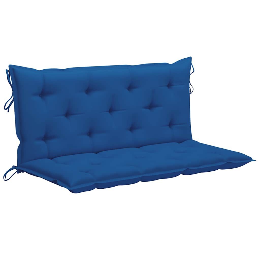 Dondolo con Cuscino Blu 120 cm Massello di Teak vidaXL
