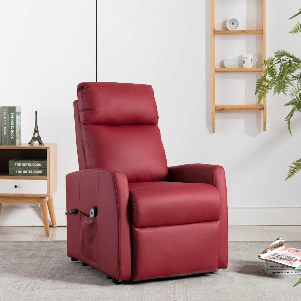 Poltrona Reclinabile Alzapersona Rosso Vino in Similpelle vidaXL