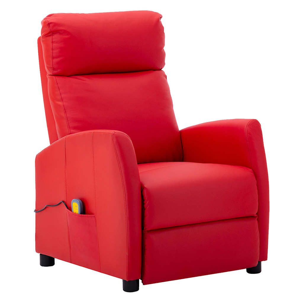 Poltrona Massaggio Elettrica Rosso Similpelle vidaXL