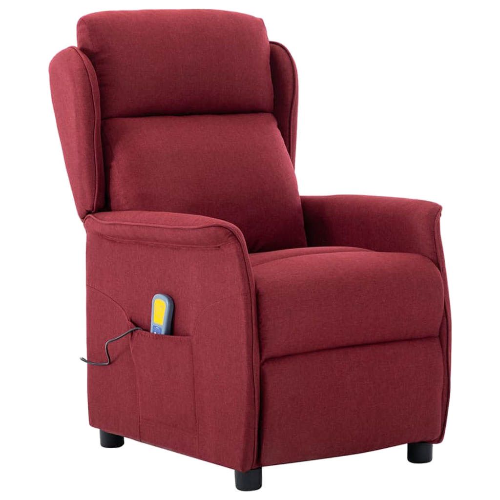 Poltrona Massaggiante Elettrica Rosso Vino in Tessuto vidaXL
