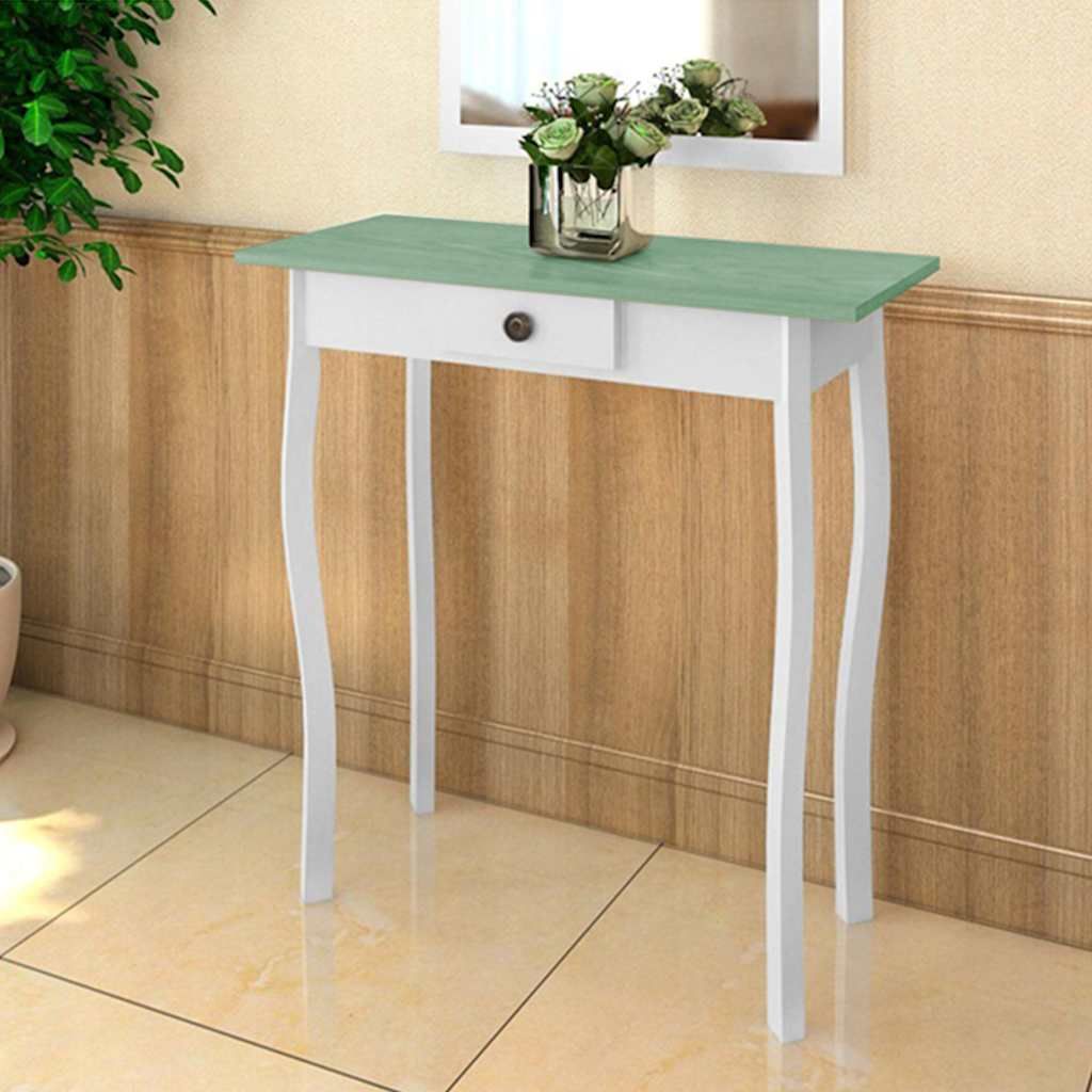Tavolo Consolle in MDF Bianco e Verde Grigiastro vidaXL
