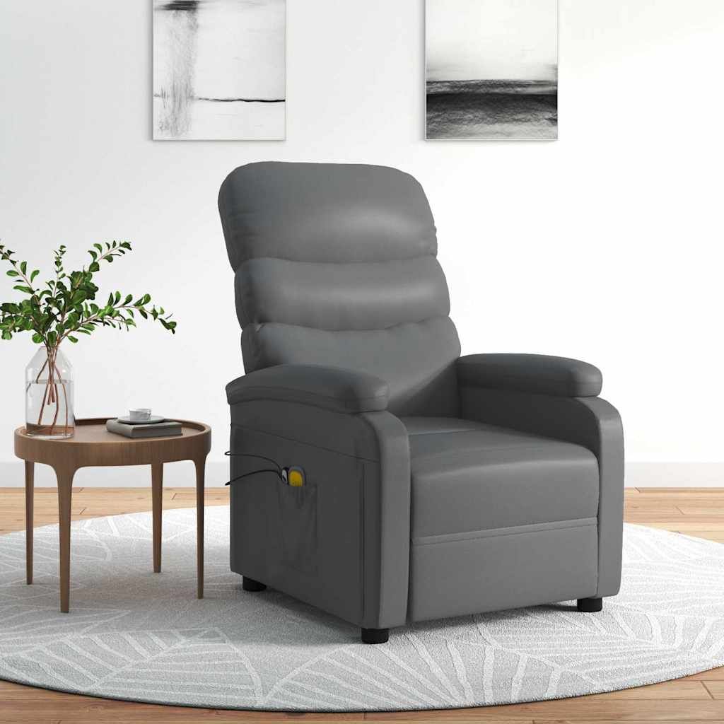 Poltrona Massaggiante Elettrica Grigio Similpelle vidaXL