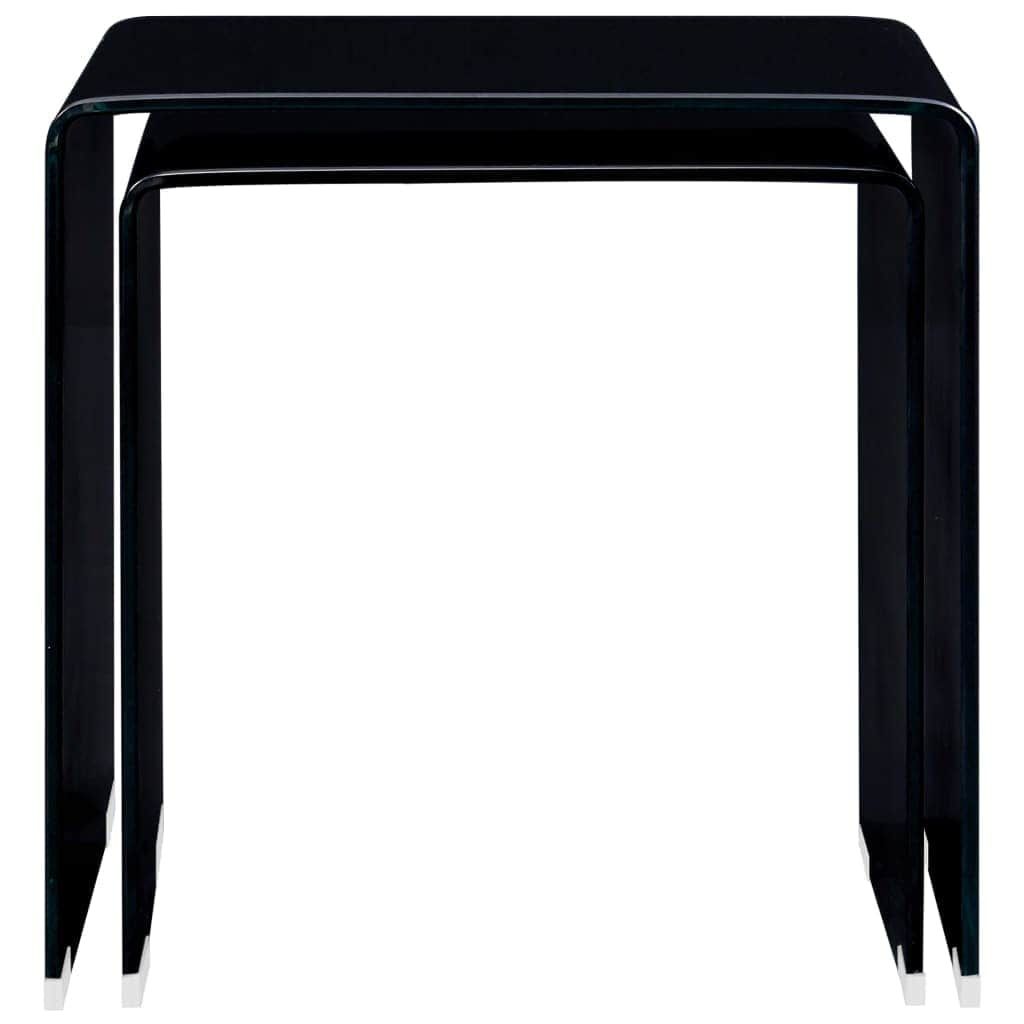 Tavolini a Incastro 2pz Nero 42x42x41,5cm in Vetro Temperato vidaXL