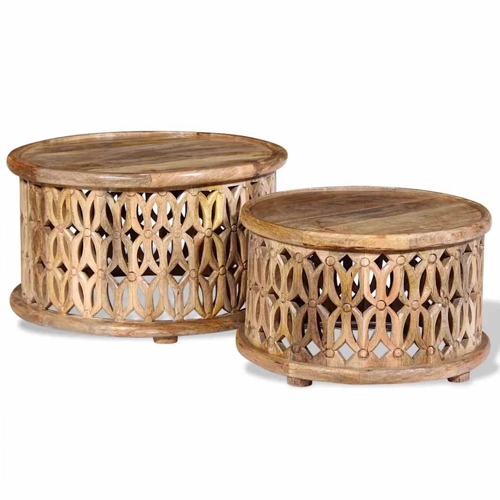 Set Tavolini da Caffè 2 pz in Legno Massello di Mango vidaXL