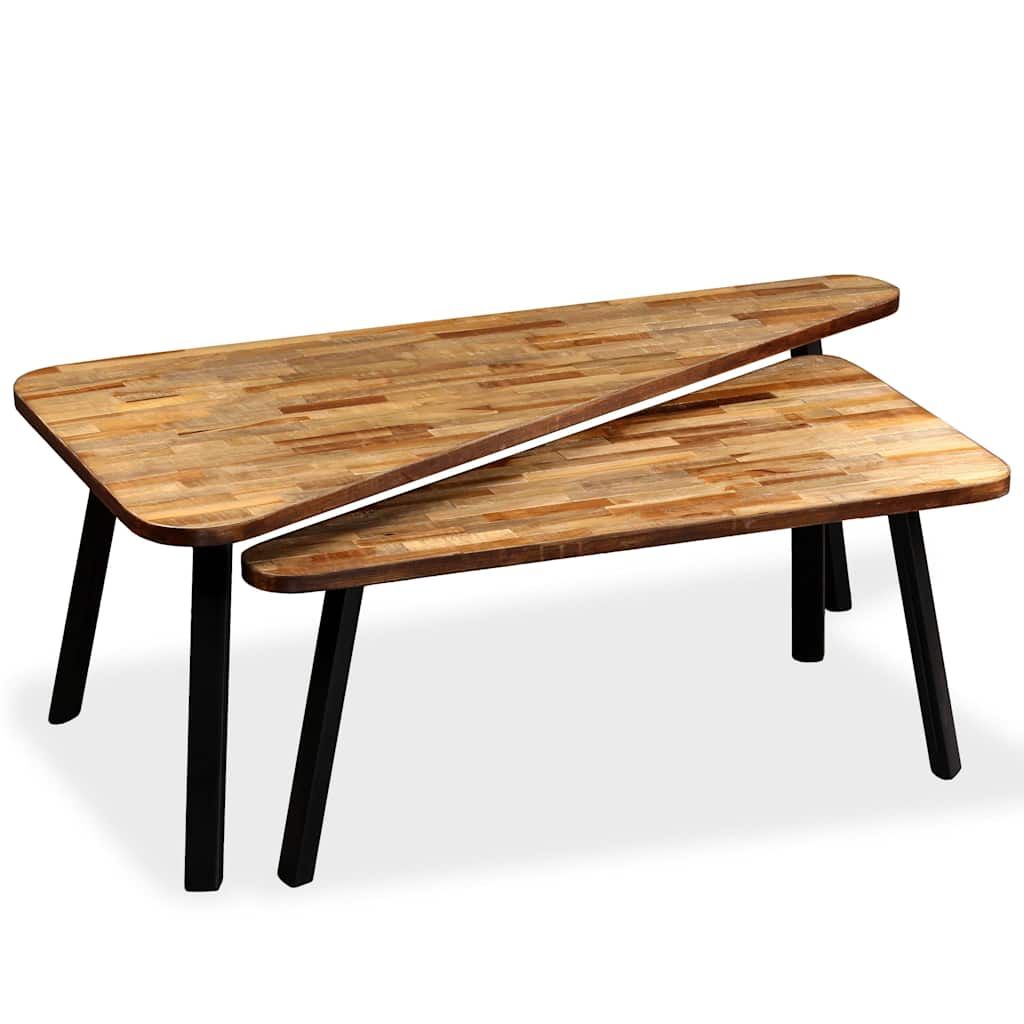 Set Tavolini da Salotto 2 pz Legno Massello di Teak di Recupero vidaXL
