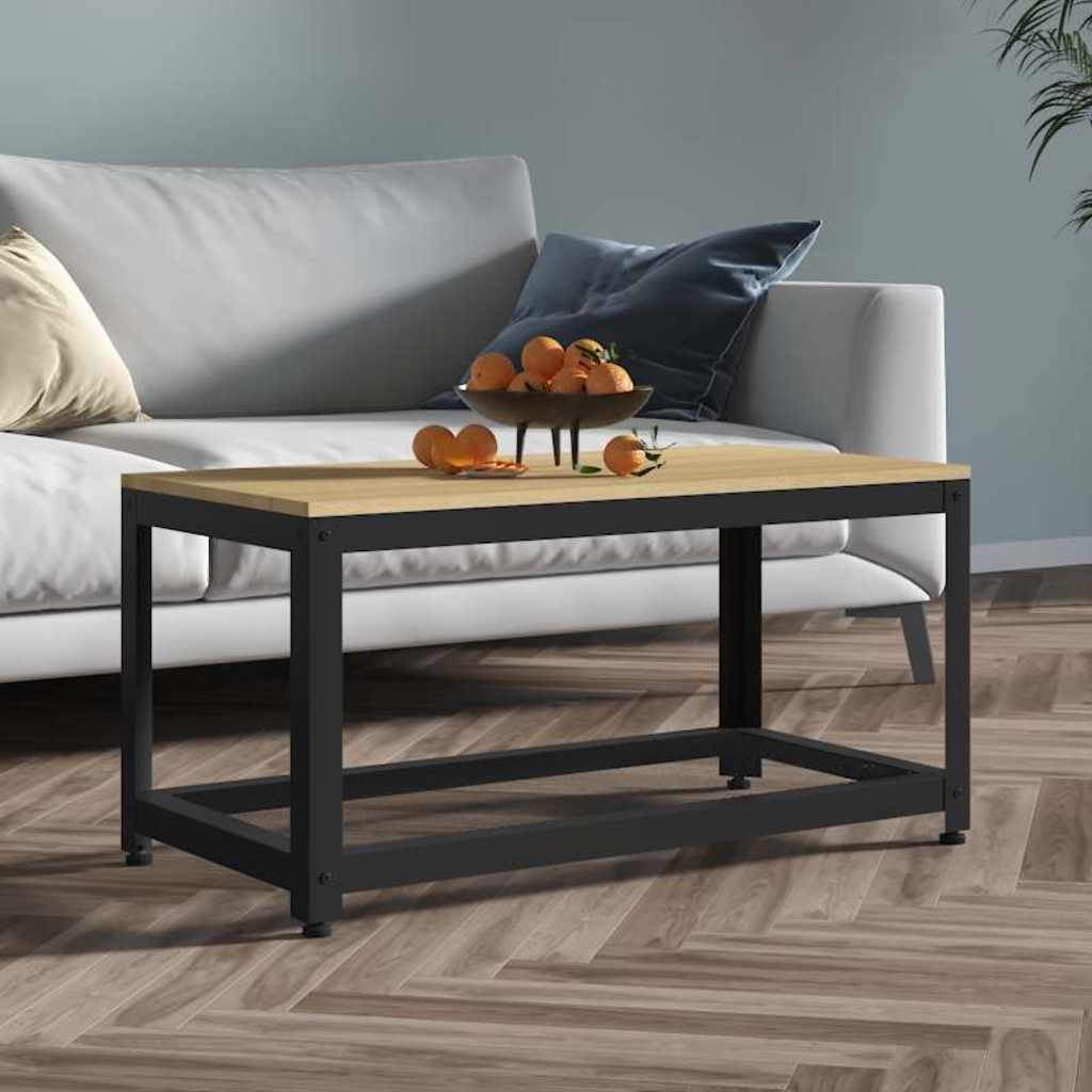 Tavolino Salotto Marrone Chiaro e Nero 90x45x45 cm MDF e Ferro vidaXL