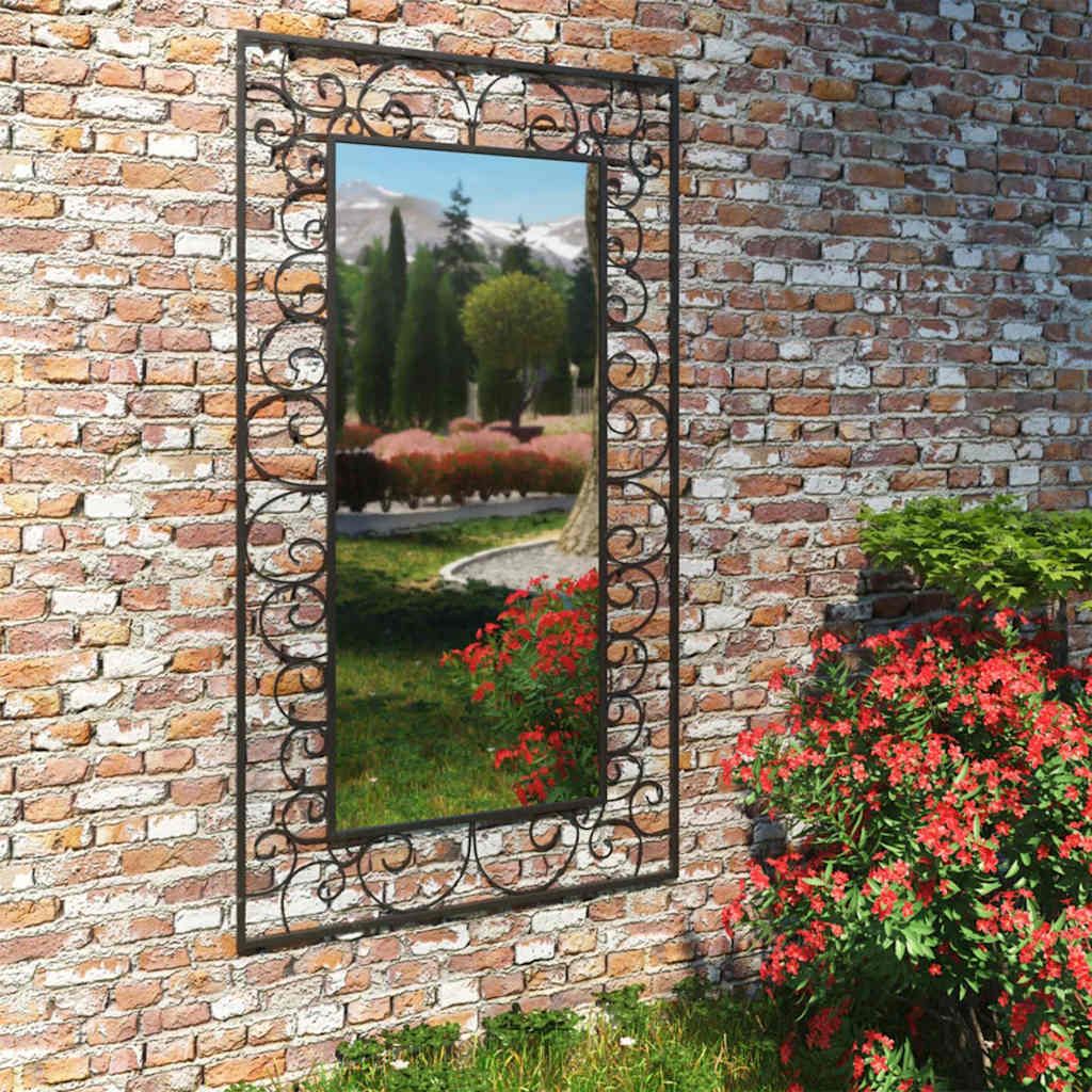 Specchio da Parete per Giardino Rettangolare 60x110 cm Nero vidaXL