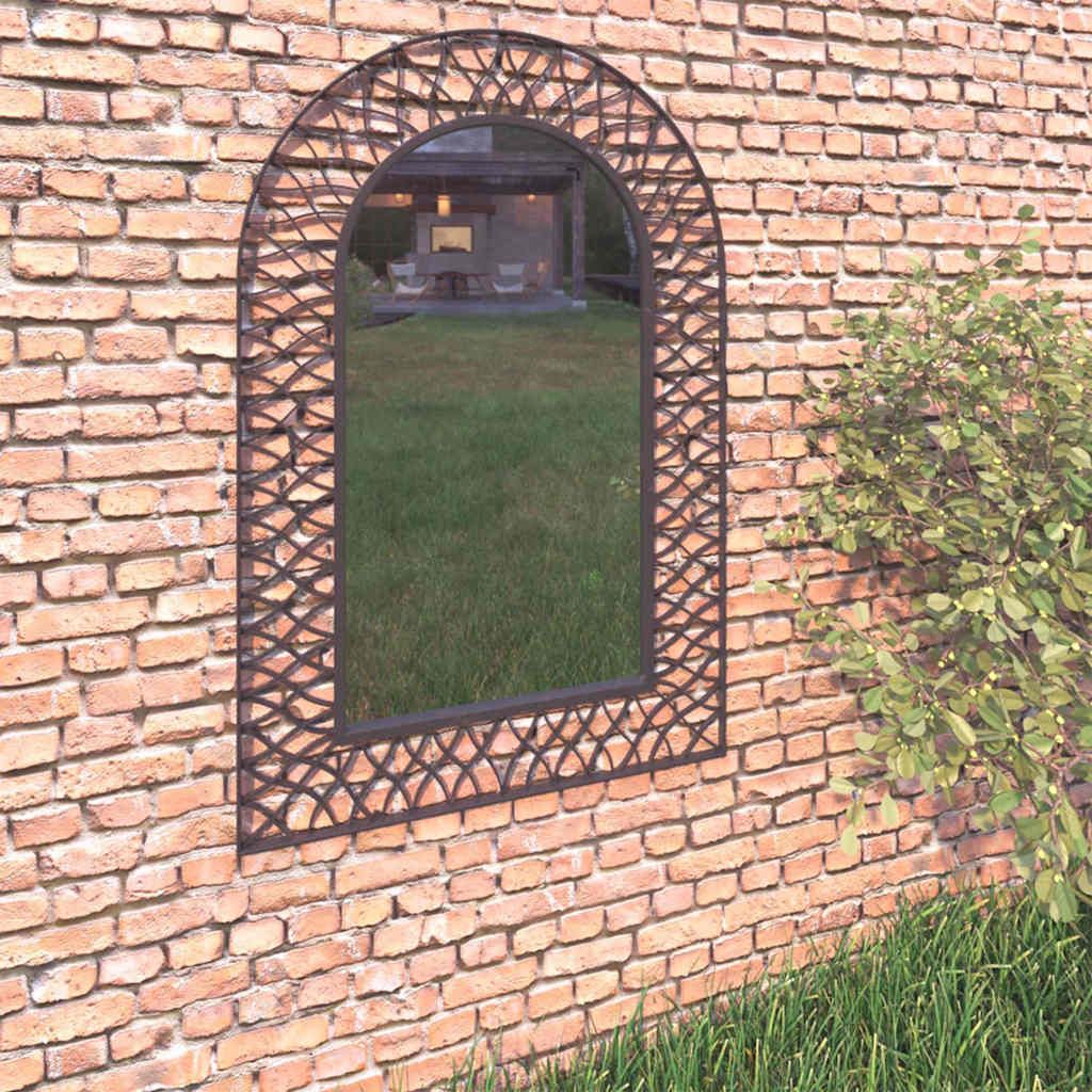 Specchio da Parete per Giardino ad Arco 50x80 cm Nero vidaXL