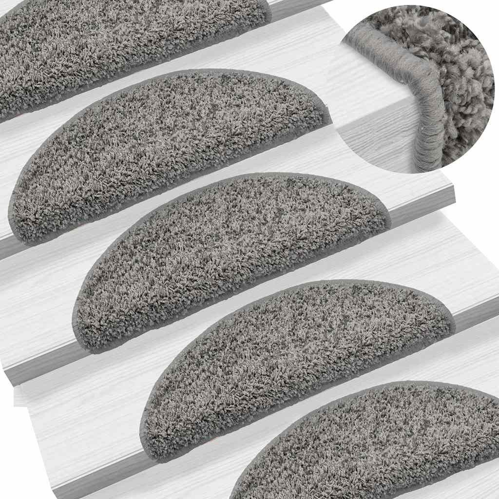 Tappetini per scale 5 pz 56x17x3 cm Grigio Semicircolari vidaXL