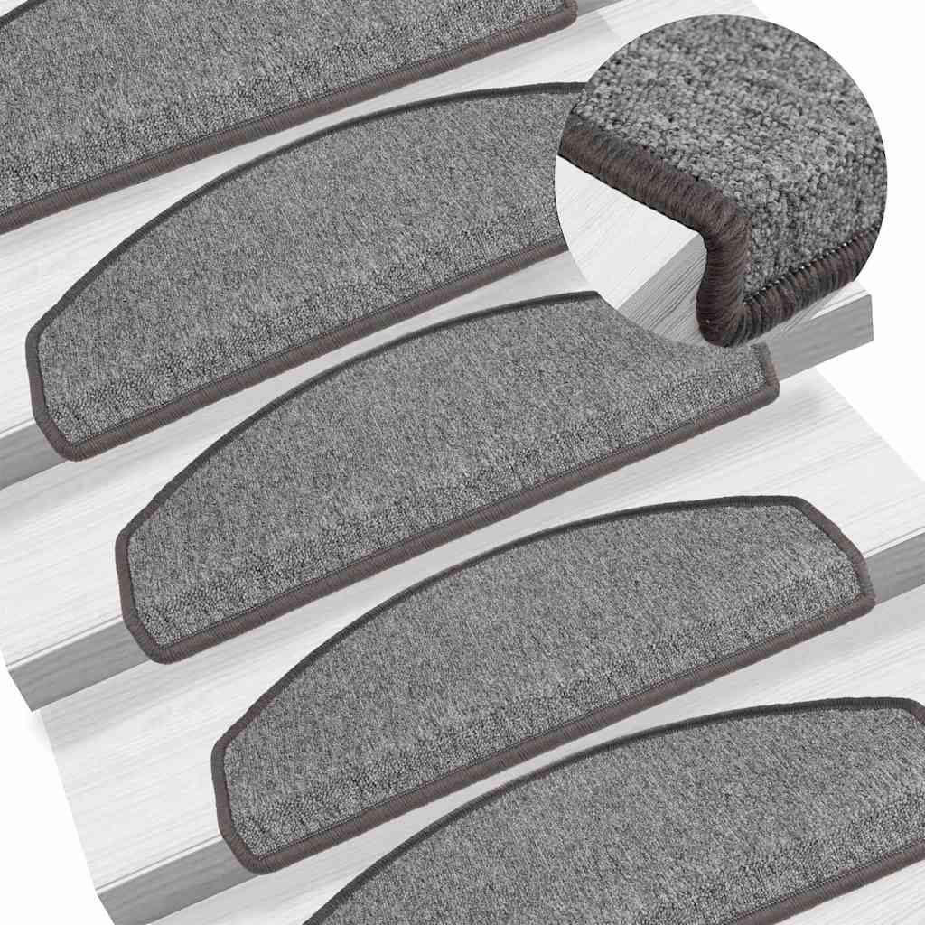 Tappetini per scale 5 pz 65x24x4 cm Grigio scuro Semicircolari Grandi vidaXL