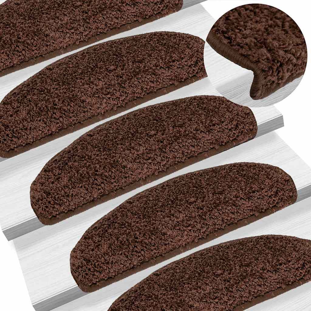 Tappetini per scale 5 pz 65x21x4 cm Marrone Semicircolari Grandi vidaXL