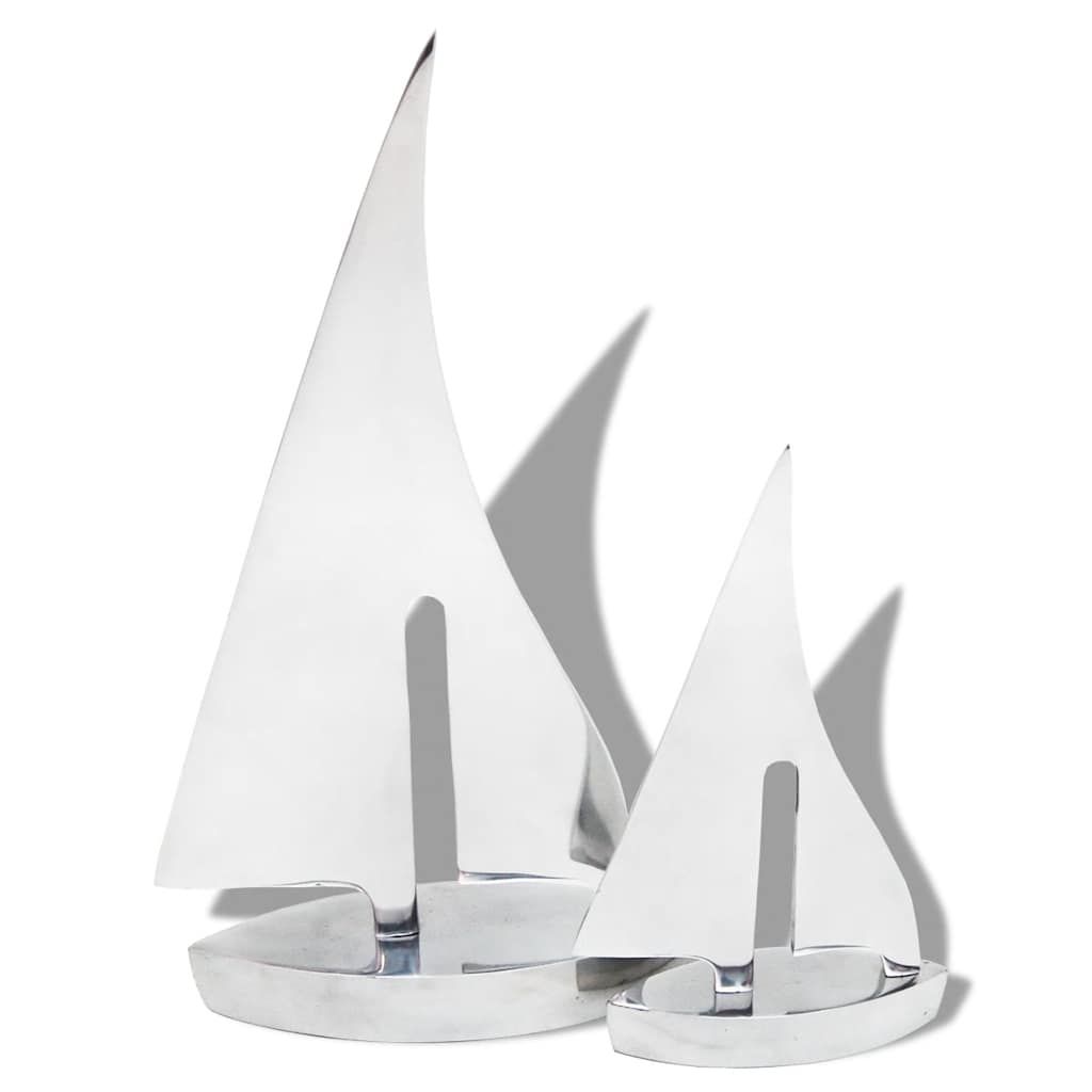 Decorazione Barca a Vela da Due Pezzi Argento in Alluminio vidaXL
