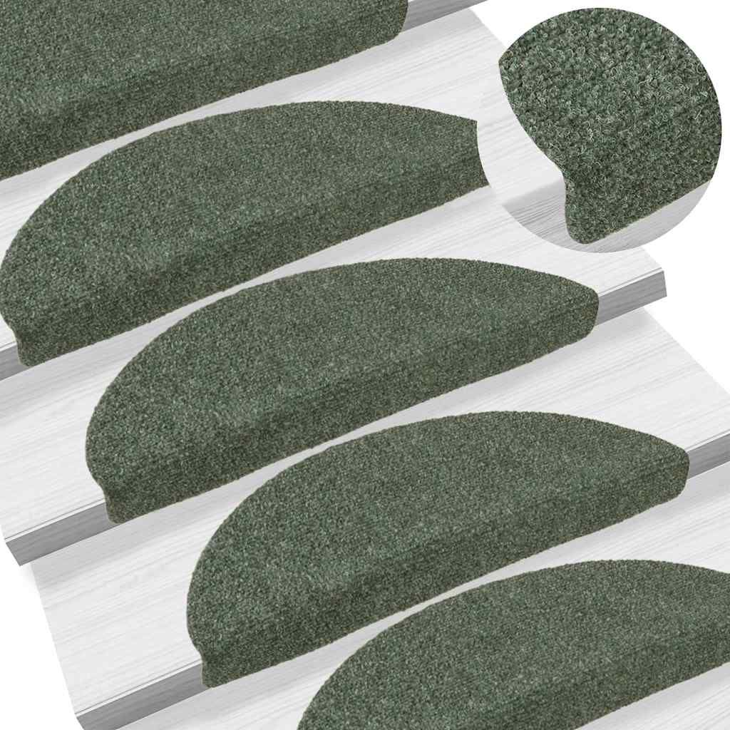 Tappetini per scale autoadesivi 5 pz 56x17x3 cm verdi semicircolari vidaXL