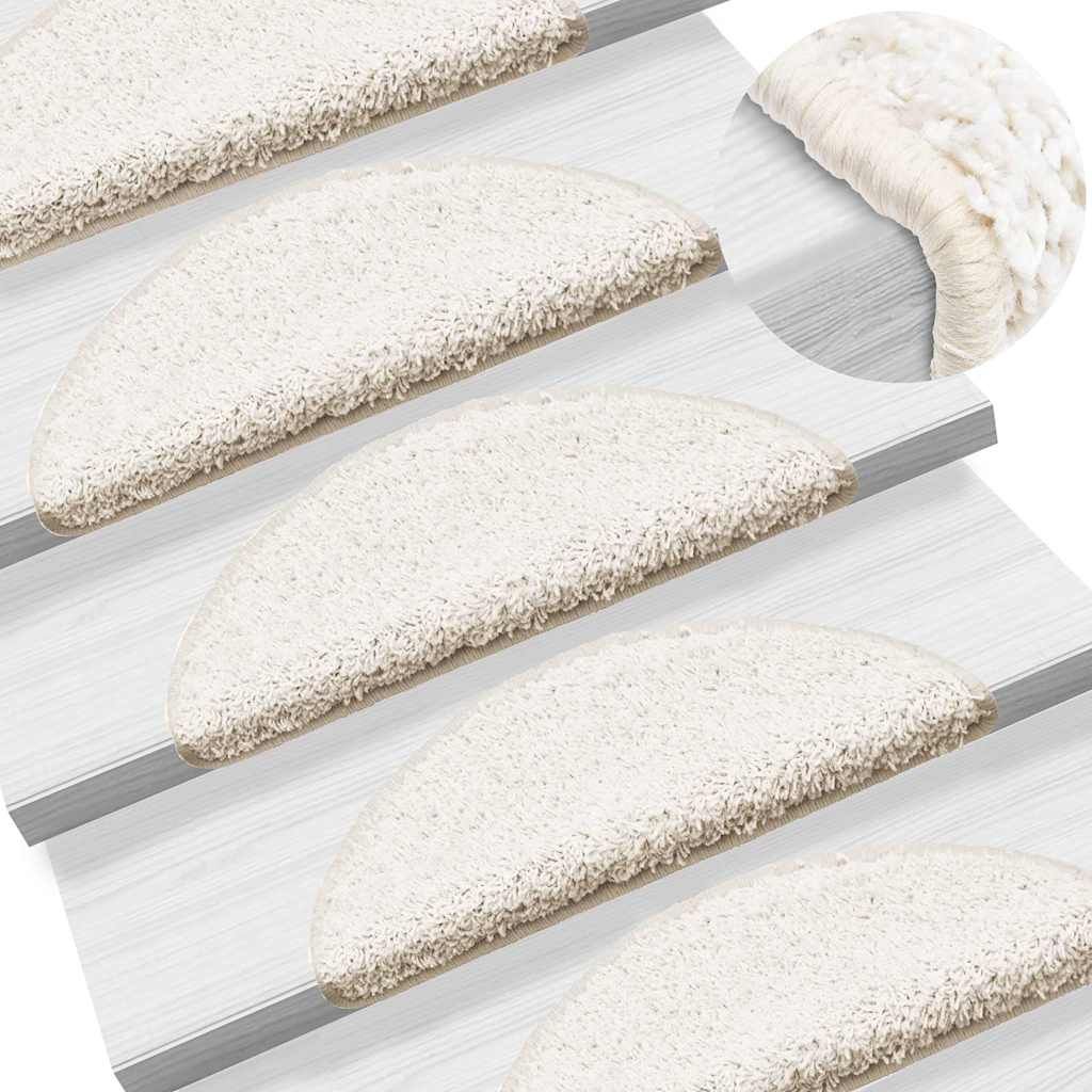 Tappetini per scale 5 pz 56x17x3 cm Bianco Semicircolari vidaXL