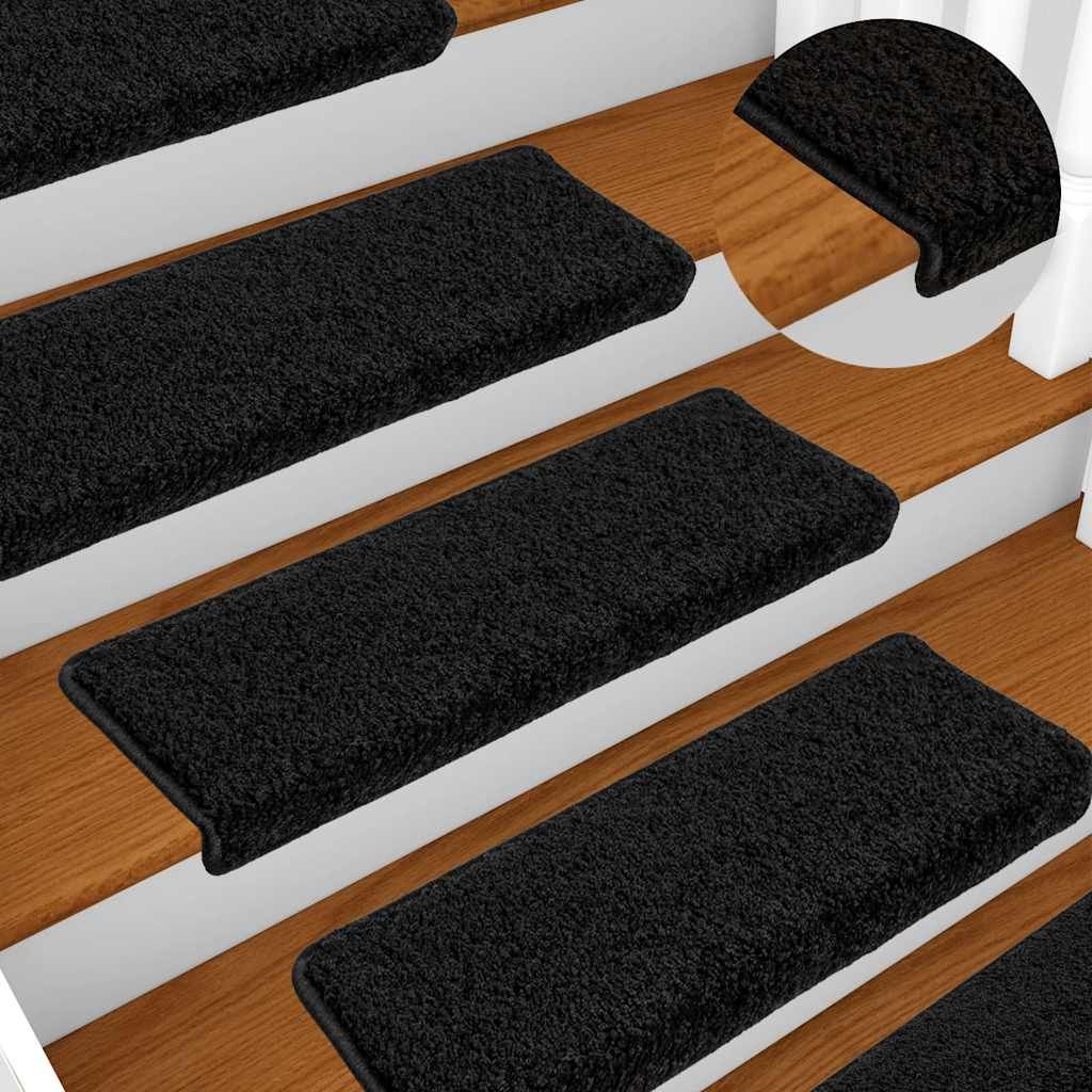 Tappetini per scale 5 pz 65x21x4 cm Nero Bordo rettangolare vidaXL